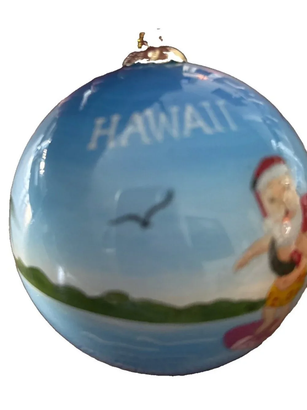Brown Bag Maui By Design Hand Painted Glass Christmas Ornament “ Hawaii